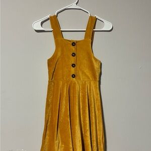 Beautees Mustard Velvet Pinafore Dress with Button Front